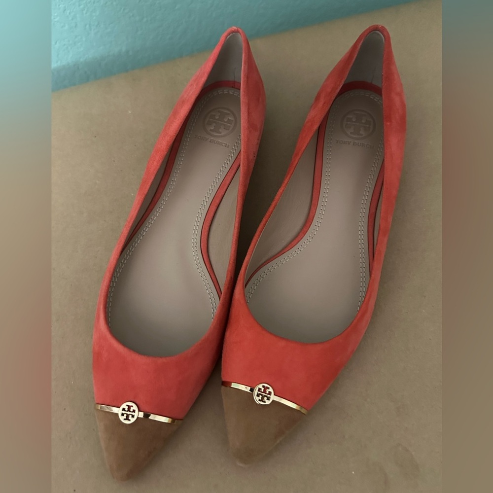 Tory Burch Red and Tan Flats